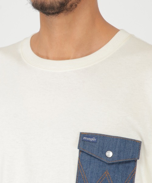 Wrangler(ラングラー)の「Wrangler ラングラー デニムポケットT(Tシャツ/カットソー・メンズ・ホワイト/ベージュ・M/L/XL)」の9枚目の写真
