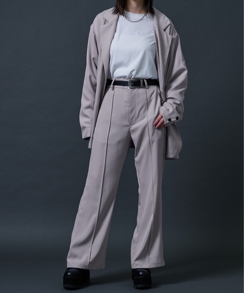 Ellno Loset(エルノロゼット)の「センターシームフレアパンツ(スラックス・メンズ・ライトグレー/ブラック/ダークパープル/ブルー・MEDIUM/LARGE)」の16枚目の写真