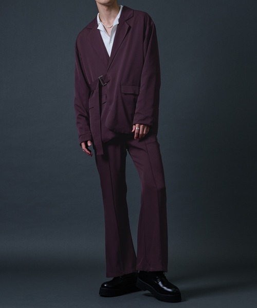 Ellno Loset(エルノロゼット)の「センターシームフレアパンツ(スラックス・メンズ・ライトグレー/ブラック/ダークパープル/ブルー・MEDIUM/LARGE)」の9枚目の写真