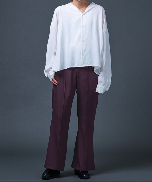 Ellno Loset(エルノロゼット)の「センターシームフレアパンツ(スラックス・メンズ・ライトグレー/ブラック/ダークパープル/ブルー・MEDIUM/LARGE)」の22枚目の写真