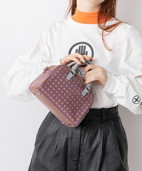 Casselini（キャセリーニ）の「Casselini(キャセリーニ)モノグラムボストン（ショルダーバッグ・レディース・ブラック/ミント/ボルドー/ラベンダー・FREE）」の14枚目の写真