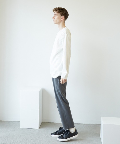 VIBGYOR（ヴィブジョー）の「VIBGYOR　Select／BIGワッフルトレーナー(BL)（スウェット・メンズ・オフホワイト/ブラック/杢グレー/ベージュ/カーキ・MEDIUM/LARGE/X-LARGE）」の14枚目の写真