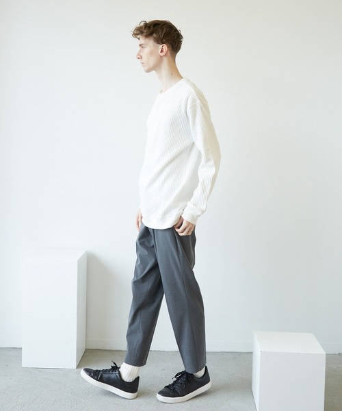 VIBGYOR（ヴィブジョー）の「VIBGYOR　Select／BIGワッフルトレーナー(BL)（スウェット・メンズ・オフホワイト/ブラック/杢グレー/ベージュ/カーキ・MEDIUM/LARGE/X-LARGE）」の15枚目の写真