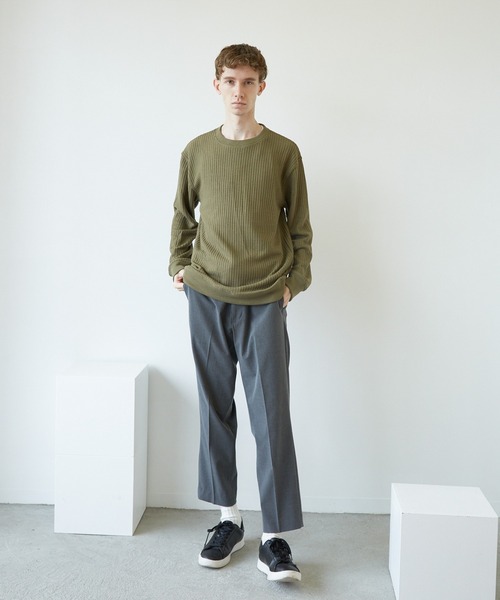 VIBGYOR（ヴィブジョー）の「VIBGYOR　Select／BIGワッフルトレーナー(BL)（スウェット・メンズ・オフホワイト/ブラック/杢グレー/ベージュ/カーキ・MEDIUM/LARGE/X-LARGE）」の17枚目の写真