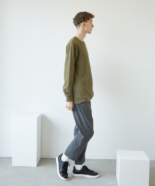 VIBGYOR（ヴィブジョー）の「VIBGYOR　Select／BIGワッフルトレーナー(BL)（スウェット・メンズ・オフホワイト/ブラック/杢グレー/ベージュ/カーキ・MEDIUM/LARGE/X-LARGE）」の19枚目の写真