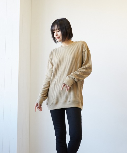 VIBGYOR（ヴィブジョー）の「VIBGYOR　Select／BIGワッフルトレーナー(BL)（スウェット・メンズ・オフホワイト/ブラック/杢グレー/ベージュ/カーキ・MEDIUM/LARGE/X-LARGE）」の22枚目の写真