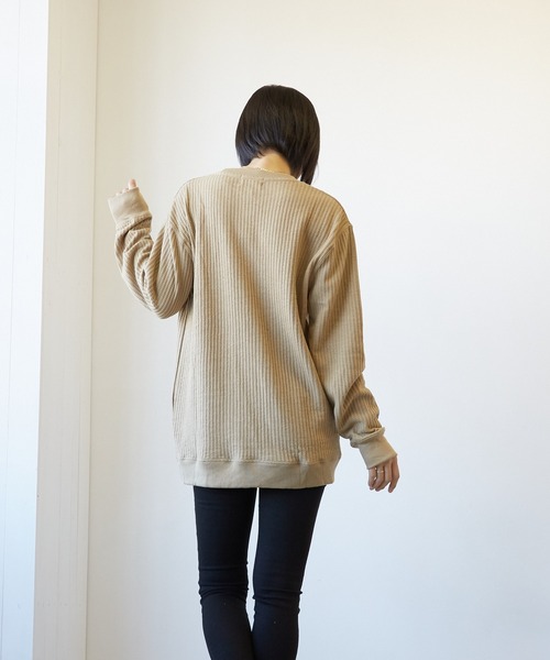 VIBGYOR（ヴィブジョー）の「VIBGYOR　Select／BIGワッフルトレーナー(BL)（スウェット・メンズ・オフホワイト/ブラック/杢グレー/ベージュ/カーキ・MEDIUM/LARGE/X-LARGE）」の20枚目の写真