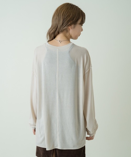 Kastane（カスタネ）の「袖シャーリングシアーロンT（Tシャツ/カットソー・レディース・アイボリー/ブラック/ブラウン・FREE）」の11枚目の写真