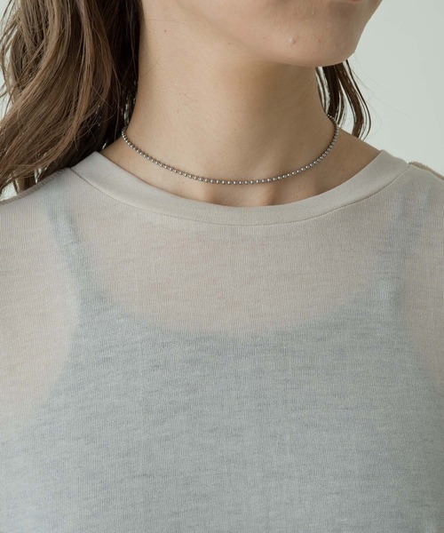 Kastane（カスタネ）の「袖シャーリングシアーロンT（Tシャツ/カットソー・レディース・アイボリー/ブラック/ブラウン・FREE）」の5枚目の写真