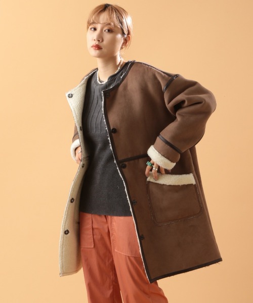 Retro Grade（レトログレード）の「【RETRO GRADE】レトログレード/ エコムートンコート/ ECO MOUTON COAT（ムートンコート・レディース・ブラック/ブラウン/ナチュラル・SMALL/MEDIUM/LARGE）」の10枚目の写真