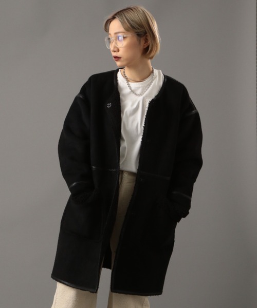 Retro Grade（レトログレード）の「【RETRO GRADE】レトログレード/ エコムートンコート/ ECO MOUTON COAT（ムートンコート・レディース・ブラック/ブラウン/ナチュラル・SMALL/MEDIUM/LARGE）」の11枚目の写真