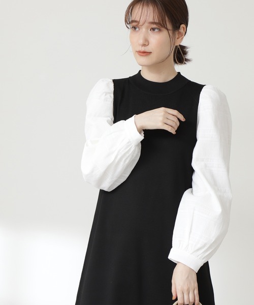 N.（N. Natural Beauty Basic）（エヌエヌナチュラルビューティーベーシック）の「◆ボリュームパフスリーブニットワンピース（ワンピース・レディース・ブラック/モカ/ブルー・MEDIUM）」の6枚目の写真