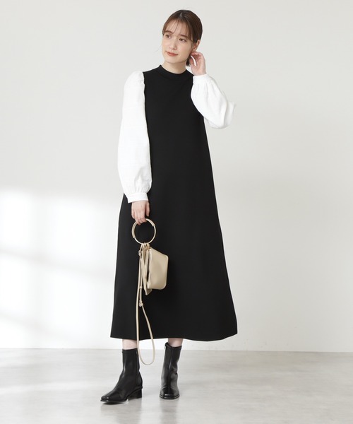 N.（N. Natural Beauty Basic）（エヌエヌナチュラルビューティーベーシック）の「◆ボリュームパフスリーブニットワンピース（ワンピース・レディース・ブラック/モカ/ブルー・MEDIUM）」の4枚目の写真