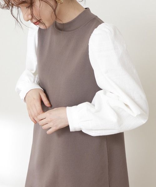 N.（N. Natural Beauty Basic）（エヌエヌナチュラルビューティーベーシック）の「◆ボリュームパフスリーブニットワンピース（ワンピース・レディース・ブラック/モカ/ブルー・MEDIUM）」の14枚目の写真