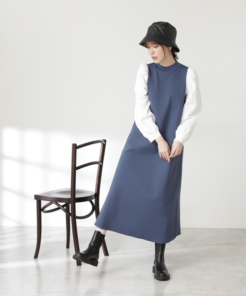 N.（N. Natural Beauty Basic）（エヌエヌナチュラルビューティーベーシック）の「◆ボリュームパフスリーブニットワンピース（ワンピース・レディース・ブラック/モカ/ブルー・MEDIUM）」の9枚目の写真