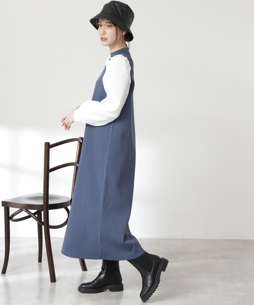 N.（N. Natural Beauty Basic）（エヌエヌナチュラルビューティーベーシック）の「◆ボリュームパフスリーブニットワンピース（ワンピース・レディース・ブラック/モカ/ブルー・MEDIUM）」の10枚目の写真