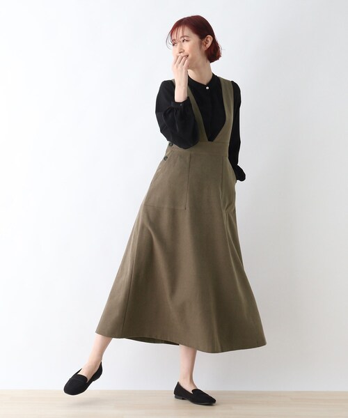 DRESKIP（ドレスキップ）の「◆Vネックロングジャンスカ（スカート・レディース・ブラック/オフホワイト/ブラウン系・02/03）」の3枚目の写真