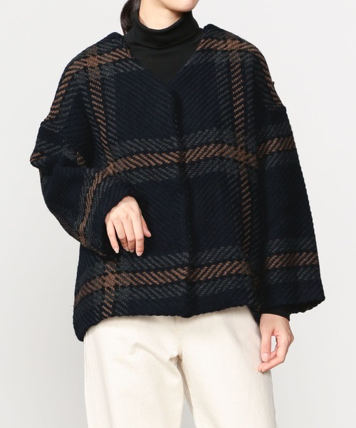 Morris & Sons（モリスアンドサンズ）の「【MORRIS & SONS】Vネックショートコート WOMEN（ノーカラージャケット・レディース・ブルー系その他5/ブルー系その他6・FREE）」の6枚目の写真