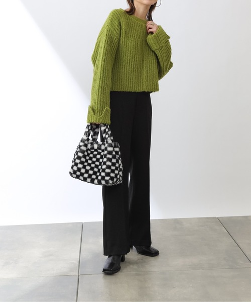 COLONY 2139（コロニートゥーワンスリーナイン）の「リサイクルポリモヘヤライク2WAY短丈ニットトップス（ニット/セーター・レディース・ピンク/グリーン/モカ・FREE）」の22枚目の写真
