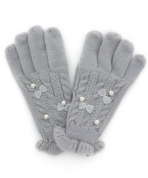 apres les cours（アプレレクール）の「パールリボンてぶくろ（手袋・キッズ・アイボリー/サックスブルー/ピンク・95/140/120）」の2枚目の写真