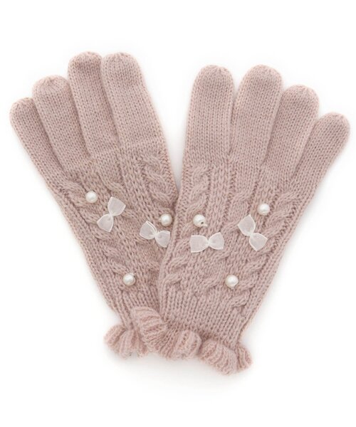 apres les cours（アプレレクール）の「パールリボンてぶくろ（手袋・キッズ・アイボリー/サックスブルー/ピンク・95/140/120）」の3枚目の写真