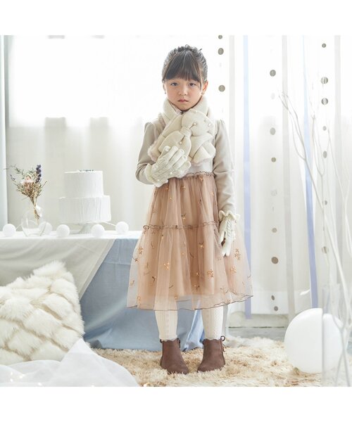 apres les cours（アプレレクール）の「パールリボンてぶくろ（手袋・キッズ・アイボリー/サックスブルー/ピンク・95/140/120）」の10枚目の写真