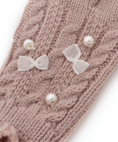 apres les cours（アプレレクール）の「パールリボンてぶくろ（手袋・キッズ・アイボリー/サックスブルー/ピンク・95/140/120）」の5枚目の写真