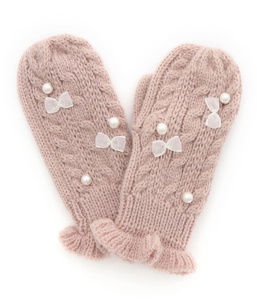 apres les cours（アプレレクール）の「パールリボンてぶくろ（手袋・キッズ・アイボリー/サックスブルー/ピンク・95/140/120）」の9枚目の写真