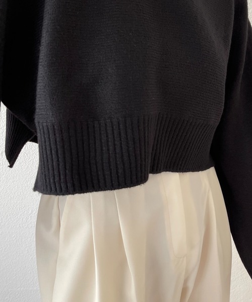 wee9s（ウィークス）の「wide sleeve short knit / ワイドスリーブショートニット（ニット/セーター・レディース・ベージュ/グレー/アイボリー/ブラック/ブルー・FREE）」の19枚目の写真