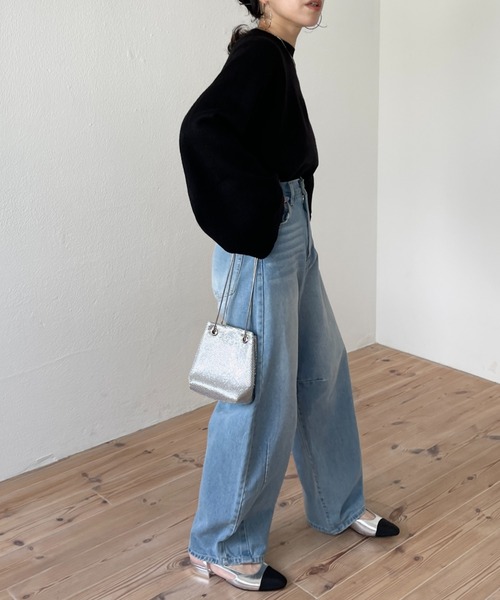 wee9s（ウィークス）の「wide sleeve short knit / ワイドスリーブショートニット（ニット/セーター・レディース・ベージュ/グレー/アイボリー/ブラック/ブルー・FREE）」の12枚目の写真