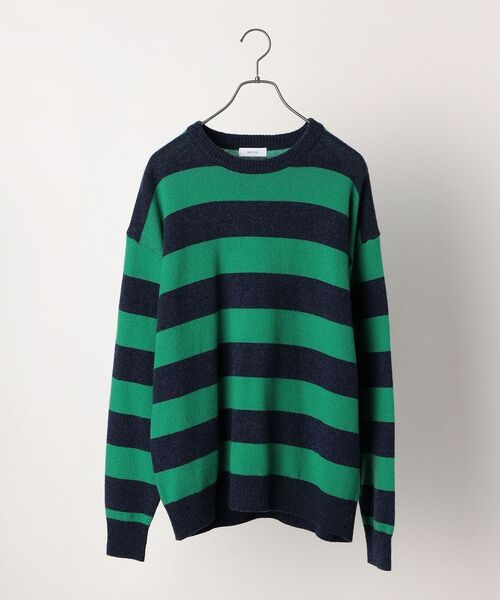 Y's ボーダーニット　グリーン✖️ネイビー SHIPS any（シップス エニィ）の「SHIPS any: ベーシック ワイド