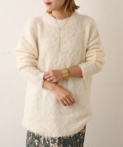 Omekashi(オメカシ)の「シャギーニットプルオーバー(ニット/セーター・レディース・オフホワイト/ブルー/ネイビー・FREE)」の1枚目の写真