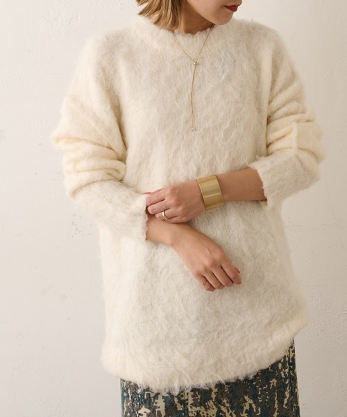 Omekashi(オメカシ)の「シャギーニットプルオーバー(ニット/セーター・レディース・オフホワイト/ブルー/ネイビー・FREE)」の4枚目の写真