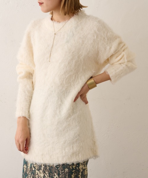 Omekashi(オメカシ)の「シャギーニットプルオーバー(ニット/セーター・レディース・オフホワイト/ブルー/ネイビー・FREE)」の5枚目の写真