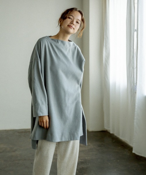 PUAL CE CIN（ピュアルセシン）の「起毛チュニック（Tシャツ/カットソー・レディース・チャコールグレー/ベージュ/グレー/グリーン・FREE）」の3枚目の写真