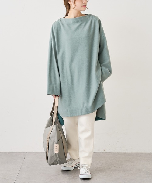 PUAL CE CIN（ピュアルセシン）の「起毛チュニック（Tシャツ/カットソー・レディース・チャコールグレー/ベージュ/グレー/グリーン・FREE）」の4枚目の写真