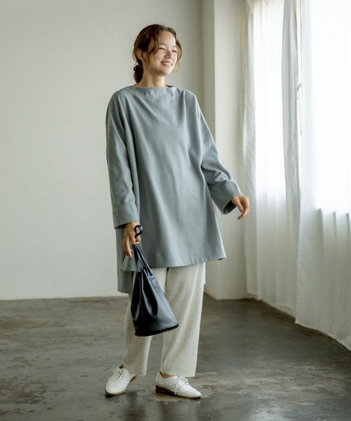 PUAL CE CIN（ピュアルセシン）の「起毛チュニック（Tシャツ/カットソー・レディース・チャコールグレー/ベージュ/グレー/グリーン・FREE）」の6枚目の写真