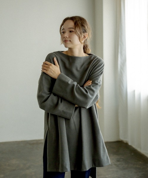 PUAL CE CIN（ピュアルセシン）の「起毛チュニック（Tシャツ/カットソー・レディース・チャコールグレー/ベージュ/グレー/グリーン・FREE）」の21枚目の写真