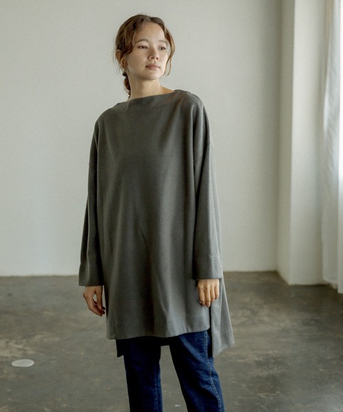 PUAL CE CIN（ピュアルセシン）の「起毛チュニック（Tシャツ/カットソー・レディース・チャコールグレー/ベージュ/グレー/グリーン・FREE）」の14枚目の写真