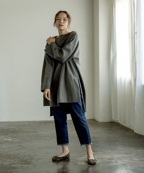 PUAL CE CIN（ピュアルセシン）の「起毛チュニック（Tシャツ/カットソー・レディース・チャコールグレー/ベージュ/グレー/グリーン・FREE）」の9枚目の写真