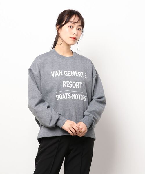 Samansa Mos2 blue（サマンサモスモスブルー）の「ロゴ裏起毛スウェット（スウェット・レディース・ブラック/ベージュ/グレー/オフホワイト/グリーン・ﾌﾘ-）」の4枚目の写真