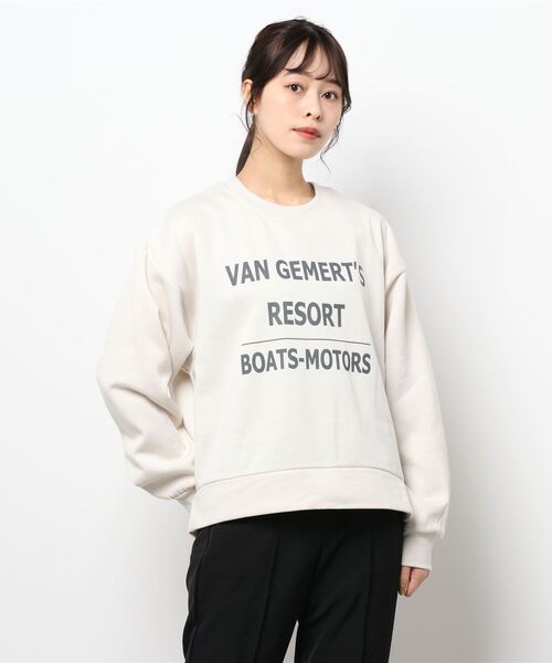 Samansa Mos2 blue（サマンサモスモスブルー）の「ロゴ裏起毛スウェット（スウェット・レディース・ブラック/ベージュ/グレー/オフホワイト/グリーン・ﾌﾘ-）」の2枚目の写真