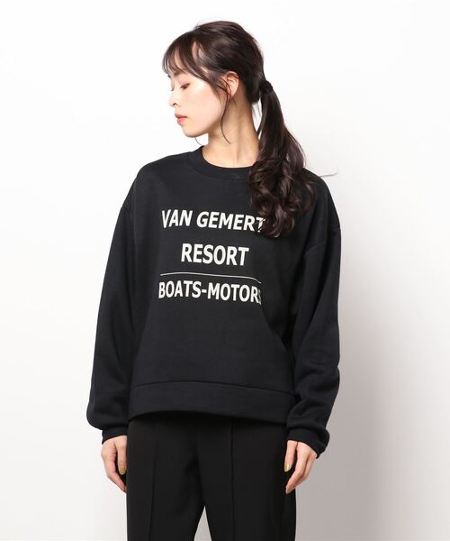 Samansa Mos2 blue（サマンサモスモスブルー）の「ロゴ裏起毛スウェット（スウェット・レディース・ブラック/ベージュ/グレー/オフホワイト/グリーン・ﾌﾘ-）」の7枚目の写真