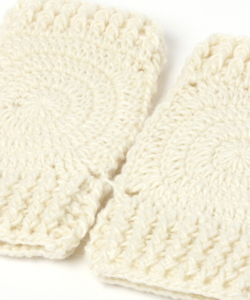studio CLIP（スタディオクリップ）の「グラニースクエアニットグローブ（手袋・レディース・オフホワイト/グレー・FREE）」の9枚目の写真