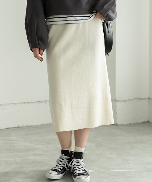 Edit Sheen(エディットシーン)の「ストレッチカラータイトスカート(スカート・レディース・ブラック/アイボリー/ラベンダー・MEDIUM)」の2枚目の写真