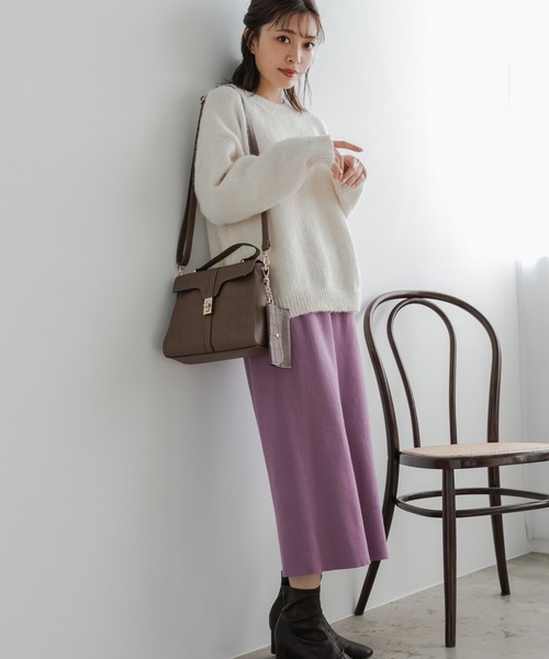 Edit Sheen(エディットシーン)の「ストレッチカラータイトスカート(スカート・レディース・ブラック/アイボリー/ラベンダー・MEDIUM)」の7枚目の写真