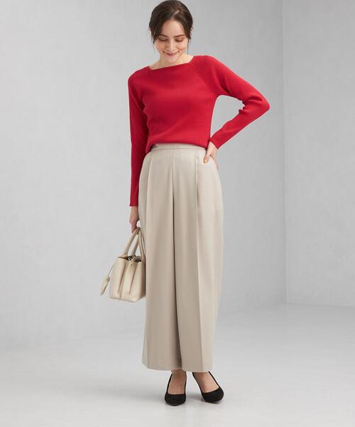 green label relaxing（グリーンレーベルリラクシング）の「＜1_OF_MINE(ワンオブマイン)＞リブ スクエア ニット（ニット/セーター・レディース・ネイビー/レッド/オフホワイト/ライム/ナチュラル・FREE）」の6枚目の写真