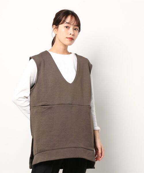 KOBE LETTUCE（コウベレタス）の「裏起毛ダンボールVネックベストトップス[C5821]（ベスト・レディース・ホワイト/ブラック/ラベンダー/ブラウン系・FREE）」の12枚目の写真