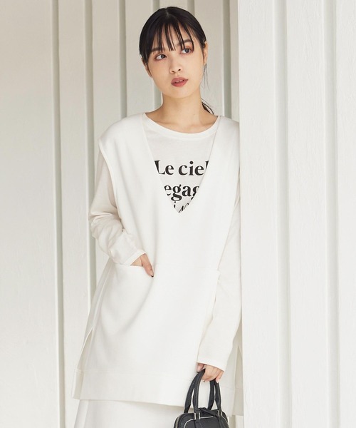 KOBE LETTUCE（コウベレタス）の「裏起毛ダンボールVネックベストトップス[C5821]（ベスト・レディース・ホワイト/ブラック/ラベンダー/ブラウン系・FREE）」の11枚目の写真