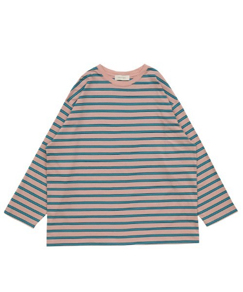 select MOCA（セレクトモカ）の「クルーネックマルチボーダーロングTシャツ（Tシャツ/カットソー・レディース・ピンク/アイボリー/ライム/イエロー/ブルーグリーン・FREE）」の10枚目の写真